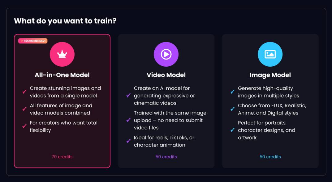 step5- select what model do you want to create