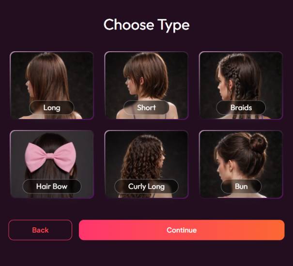step 8 - choose hair type