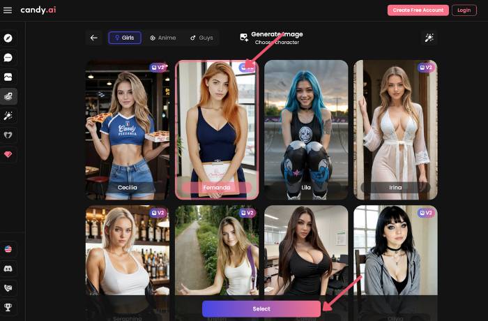 candy ai image generator select character