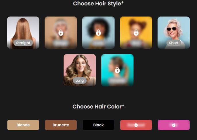 step3 - choose hair style and color