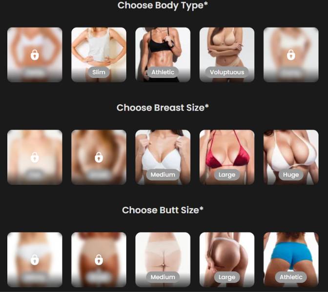 step4 - choose body type, breast size and butt size