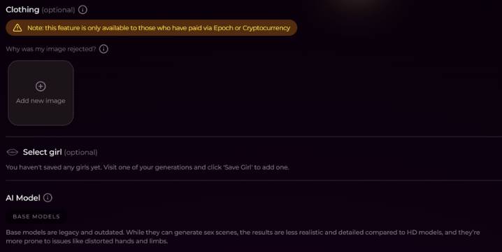 step 2 - select clothing and girl