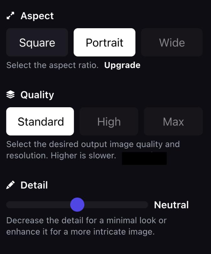 step 2 - slect aspect, quality, detail
