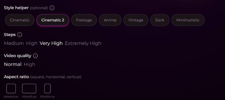 step 3 - choose style and video settings