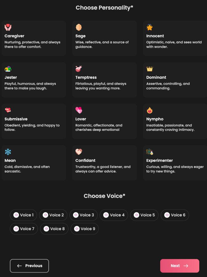 step 5 - choose personality and voice