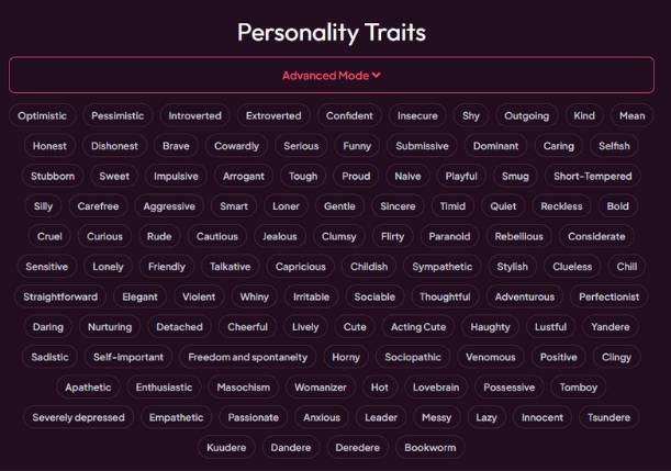 step12 - choose personality traits