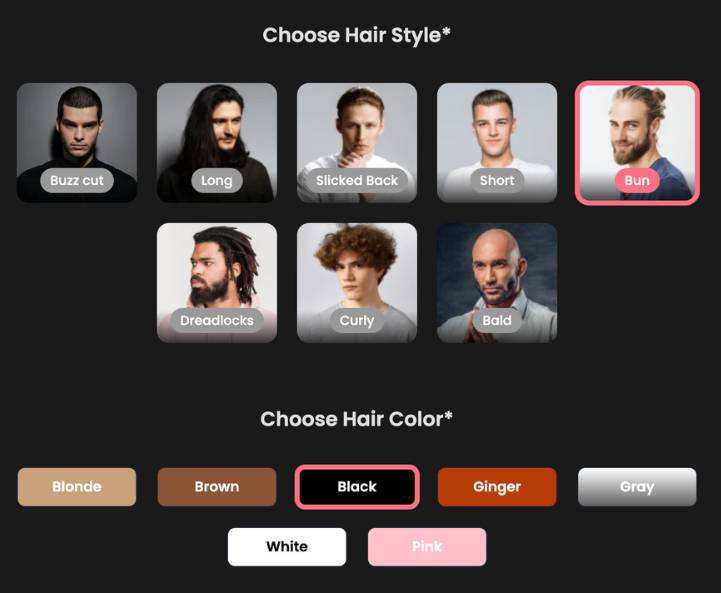 step3 - choose hair style and color