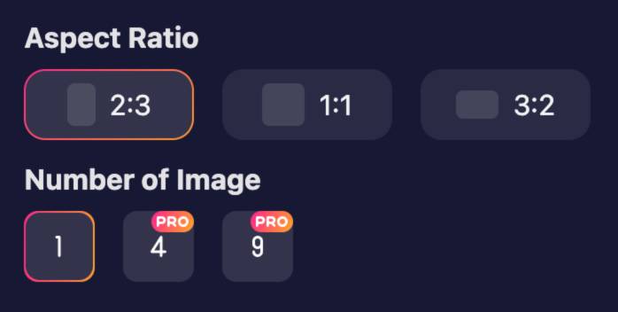 step3 - select aspect ratio and number of images