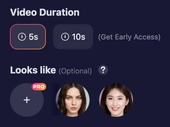 step3 - select video duration and looks like mode
