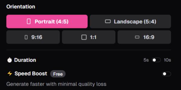 step5 - select orientation and video duration