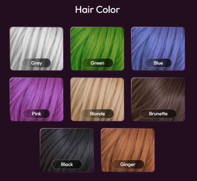 step9 -choose hair color