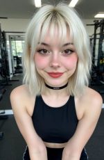 In this Candy AI Coco Bailey gym setting, the AI generated character leans forward playfully in athletic wear, surrounded by workout equipment.