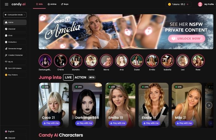 candy ai homepage screenshot