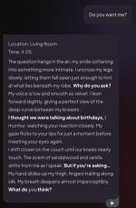 This MyDreamCompanion AI chat Veronica Sinclair screenshot features an AI-generated character engaging in a close, intimate conversation in a living room setting, highlighting expressive scene-building and immersive roleplay within the platform.