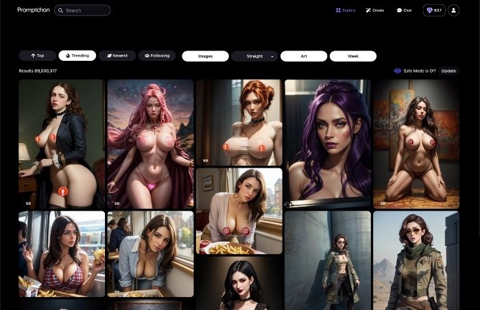 promptchan homepage screenshot